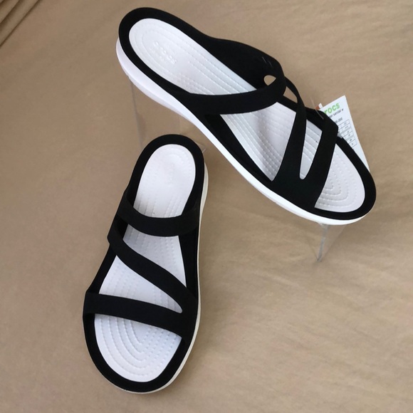 Crocs Swiftwater Sandals white black Womens 10